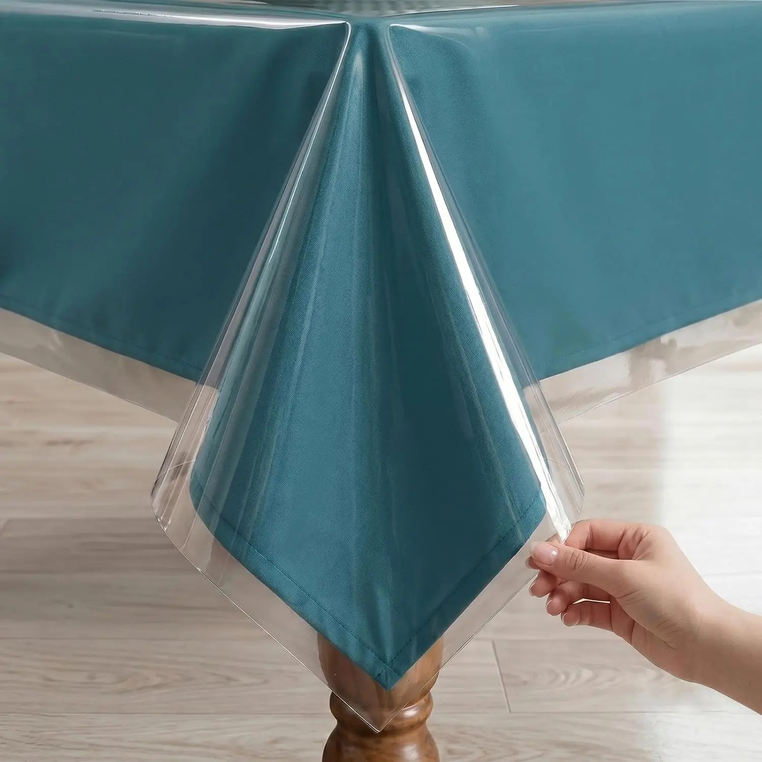100% Waterproof Clear Plastic Tablecloth, Vinyl Rectangle PVC Table Cloths Protector Spill Oil Proof Wipe Clean Transparent Table Cover for Dining/Camping/Parties - 54 x 78, Crystal Clear