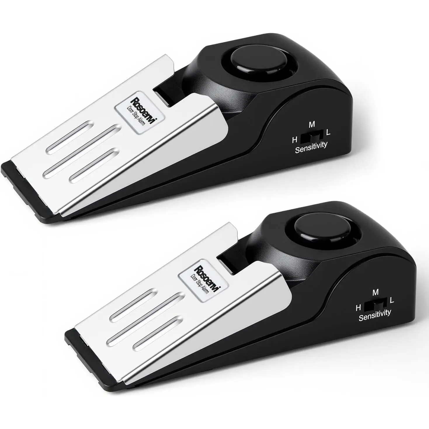 2 Pack Door Stop Alarm, Door Stopper with 120DB Security Alarm, Wedge Door Stop Siren, Door Security Devices for Traveling, Apartment, Hotel and Home, Black