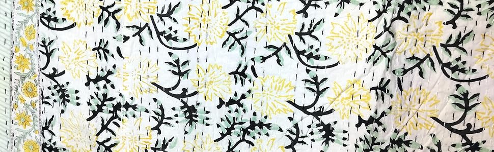 kanthaNtapestryart Indian Hand Block Print Kantha Cotton Kantha Throw Blanket Indian Bedspread Kantha Bed Cover Sofa Throw Bedspread Blanket (King/Queen Size 90x108 Inch), Blue kanthaNtapestryart Indian Hand Block Print Kantha Cotton Kantha Throw Blanket Indian Bedspread Kantha Bed Cover Sofa Throw Bedspread Blanket (King/Queen Size 90x108 Inch), Blue