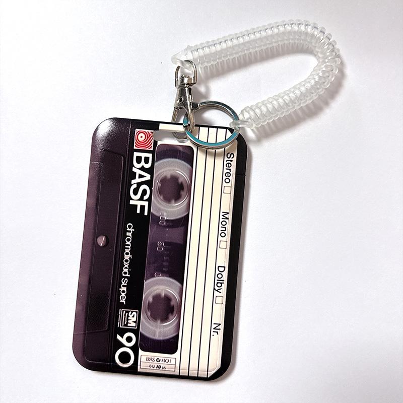 2-pack cassette-style work ID lanyards, access card holder for student meal cards and bus cards to prevent loss, work ID badge holder with lanyard, suitable for female students, teachers, nurses, and office use