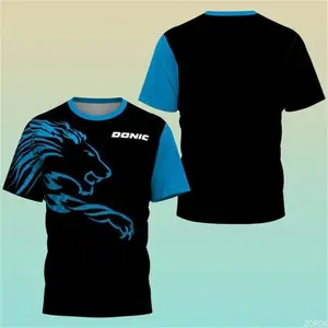 New Hot 3D Printing Boutique Table Tennis Shirt Training T-shirt Sweat Absorption Comfortable Top Badminton Sport Round Neck O N
