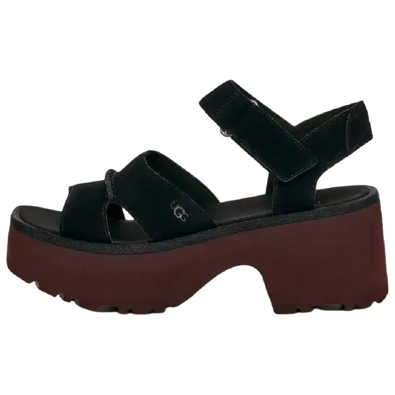 UGG New Heights Suede Fashion Open-Toe Slide Sandals 1167475-BLK