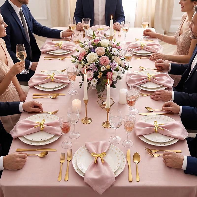 For Wedding, Dinner Party & Banquet Table Setting, Table Decoration Upgrade Solution, 12 Gold Bow Napkin Rings, Exquisite Table Decor Items, Effortlessly Create Upscale Banquet Atmosphere, Party Table Decor Supplies