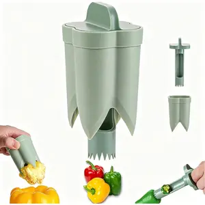 2 in 1 Pepper Corer Seed Remover, Bell Pepper Core Cutter Deseeder Tool for Vegetables & Fruits, Practical Kitchen Gadget for Cooking, Camping & BBQ