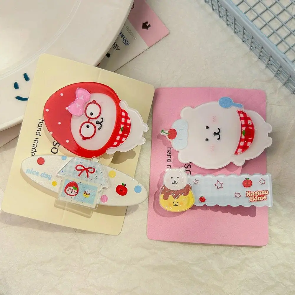 4pcs New Acrylic Hair Clip with White Bear Design; Side Swept Bangs Clip for Sweet and Cute Girls