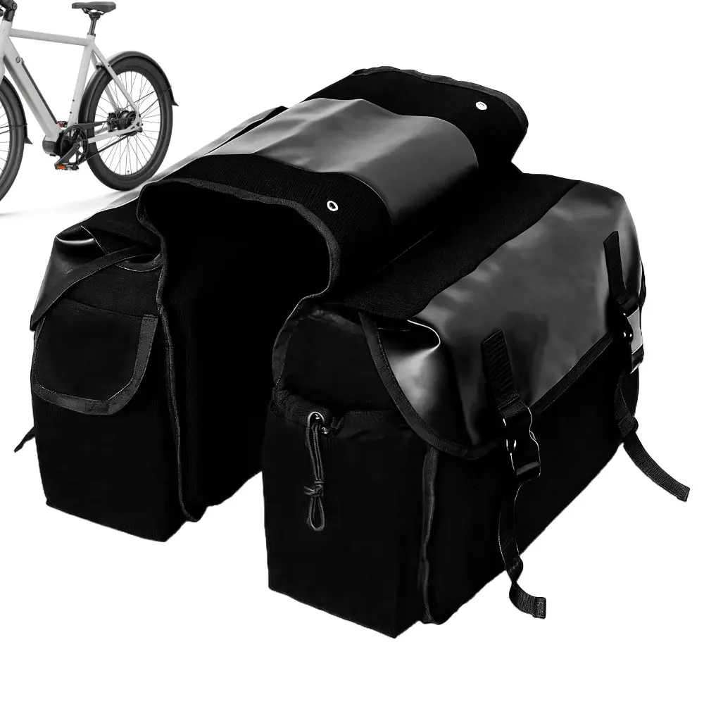 Bicycle Pannier Side Bag, Large Capacity Motorcycle & Electric Scooter Rear Saddle Bag Saddlebags, Heavy Duty Canvas Waterproof Bike Cargo Pack, for Commuting, Touring, Outdoor Travel