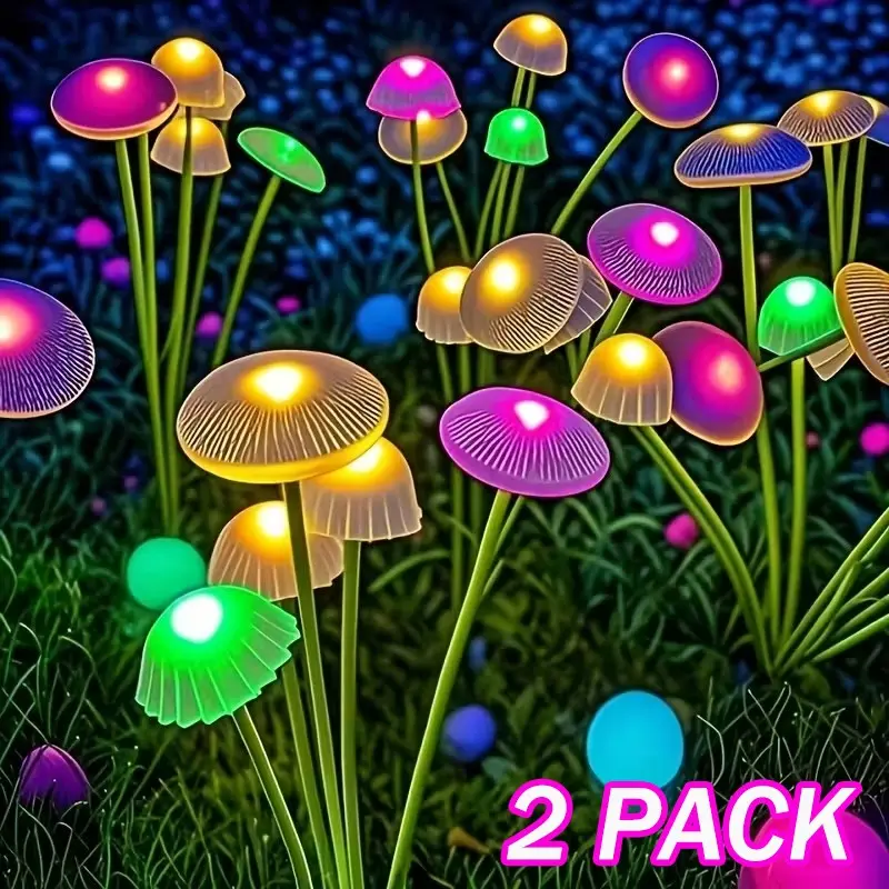 Solar Powered Mushroom Light Set, Smart Sensor Night Lamp, Auto on at Dusk, Garden Decor, Perfect Gift, Outdoor Solar Lighting, Outdoor Decorative Light