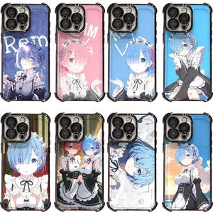 Rem Ram Re Zero Anime Phone Case for iPhone 17 Air 16 Pro Max 15 14 Plus 13 12 11, Four Corners Shockproof Transparent Soft Protective Cover, Cute Manga Gift for Otaku Anime Fans Birthday & Holiday Presents
