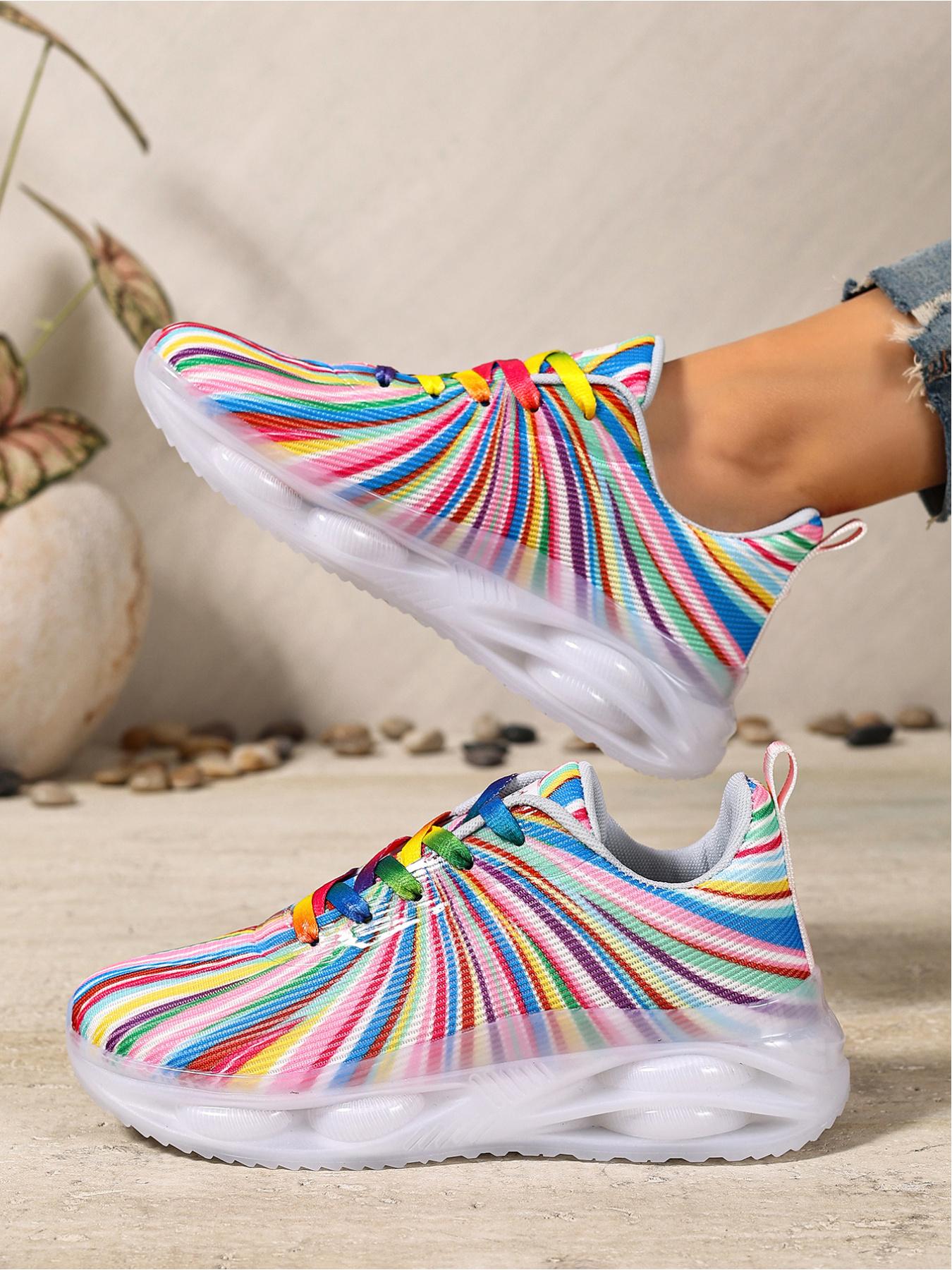 Women's Lace-Up Colorful Jelly Platform Sneakers - Lightweight Breathable Casual Shoes for Outdoor Sports & Daily Wear