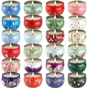 24 Pack Christmas  Scented Candles  -  Candle, 2.5oz  Soy Wax with Long Lasting  Time,  for Christmas Countdown, Thanksgiving Gifts for Women &  Decor