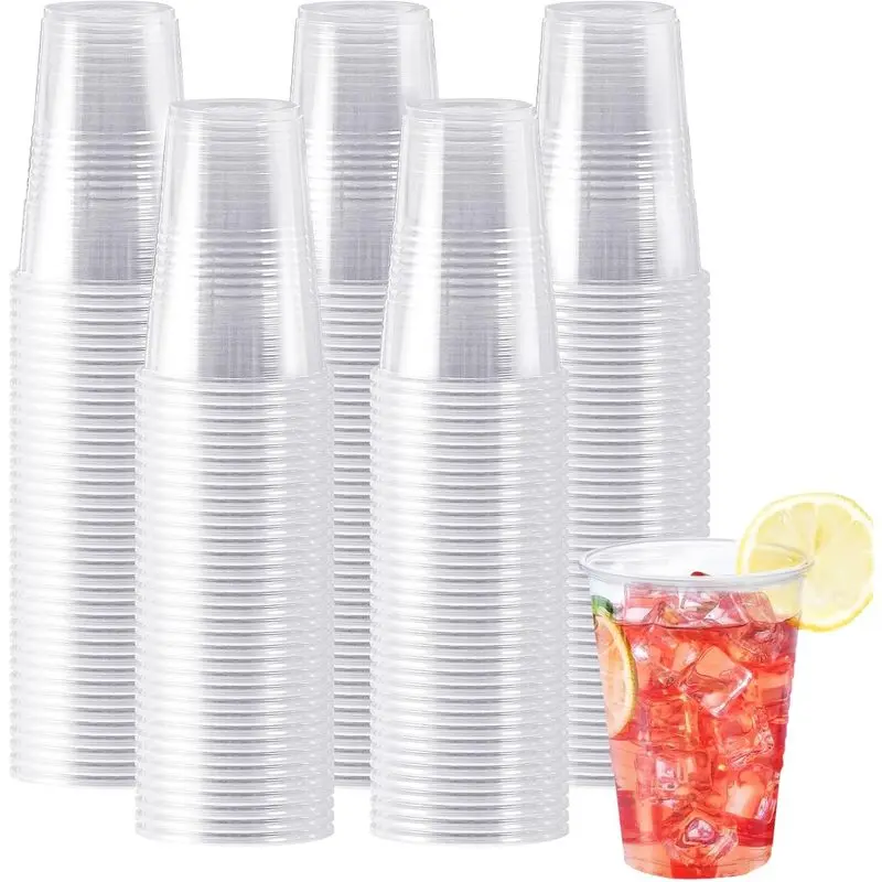 600 Pack 9 oz Plastic Cups, Clear Disposable Plastic Water Cups Bulk |   Hot/Cold Party Drinking Cups for Picnic, BBQ, Wedding, Travel, Thanksgiving, Christmas, Gathering, Events & Commercial Use
