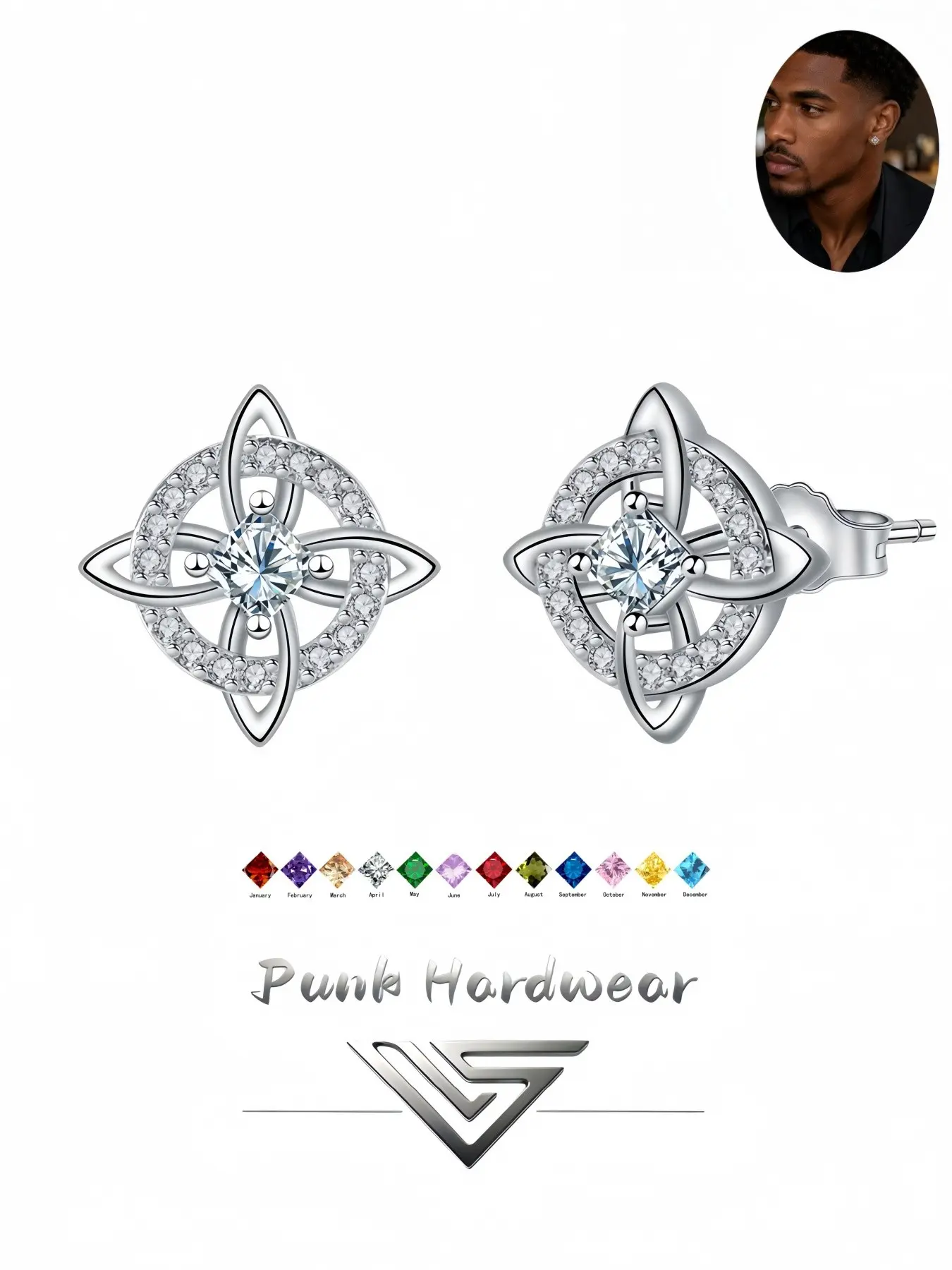 Celtic Protection Knot Diamond Studs, original luxury witch knot earrings with S925 silver pins, fade-resistant, unisex and suitable for all occasions Stud Earrings Jewelry
