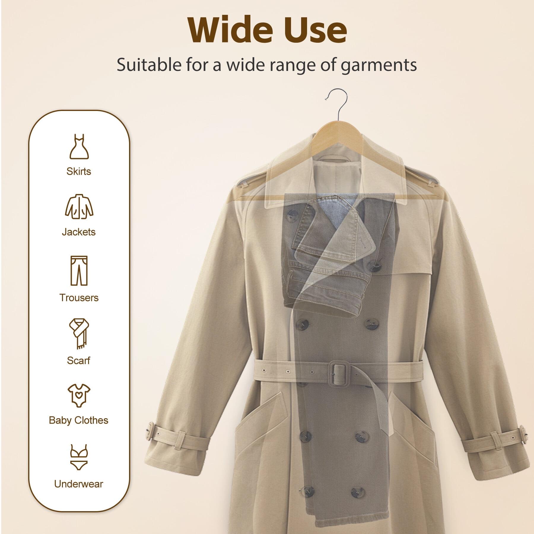 Zeny 50 Pack Wood Clothes Hangers with 360° Swivel Hook for Adult Coats Shirts Jackets Natural Maple 11lbs Capacity