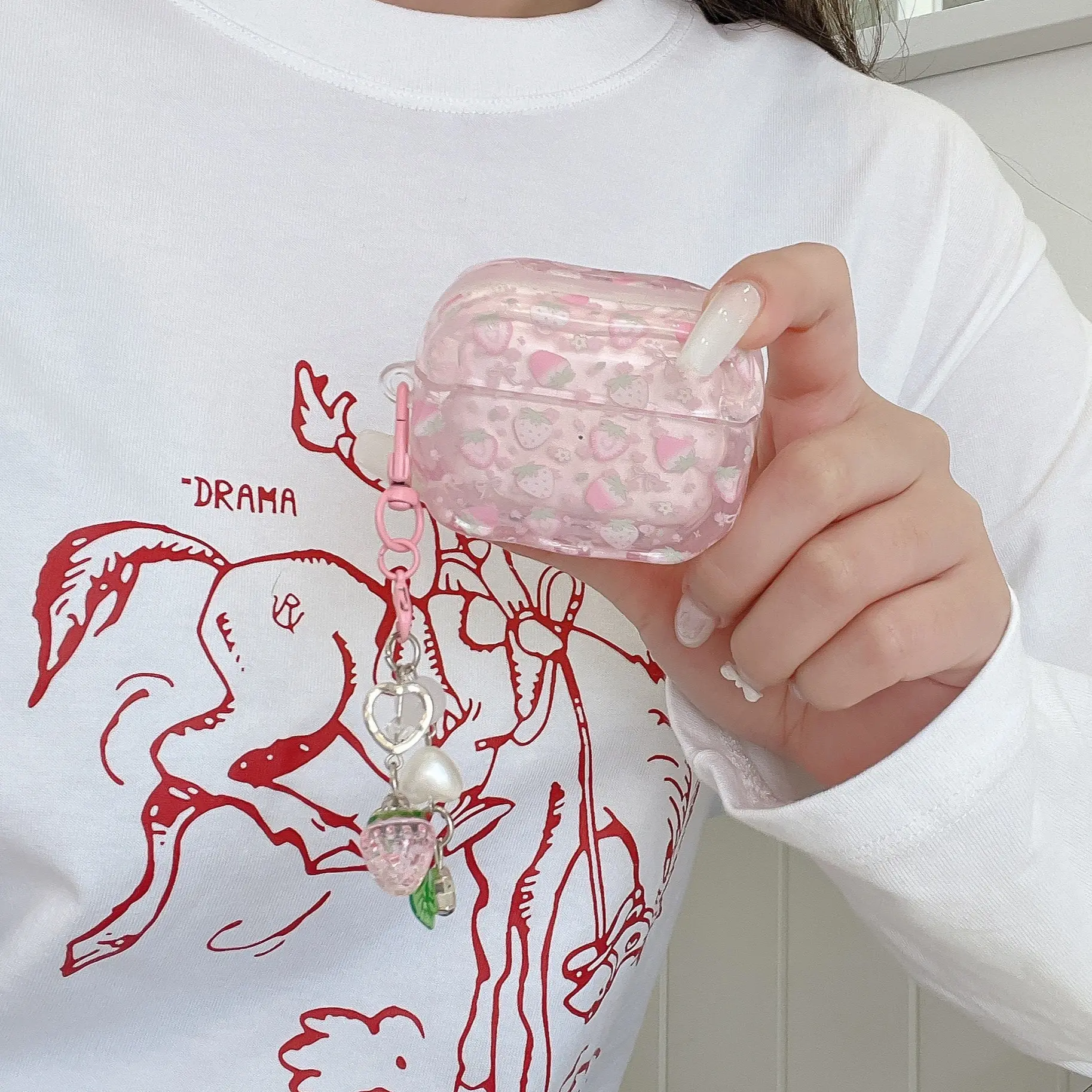 Cute Cartoon Strawberry AirPods Case, Compatible with AirPods Pro3/pro2/AirPods 1/2/3/4, Durable Anti-Drop Earphone Cover, Headphone Accessories