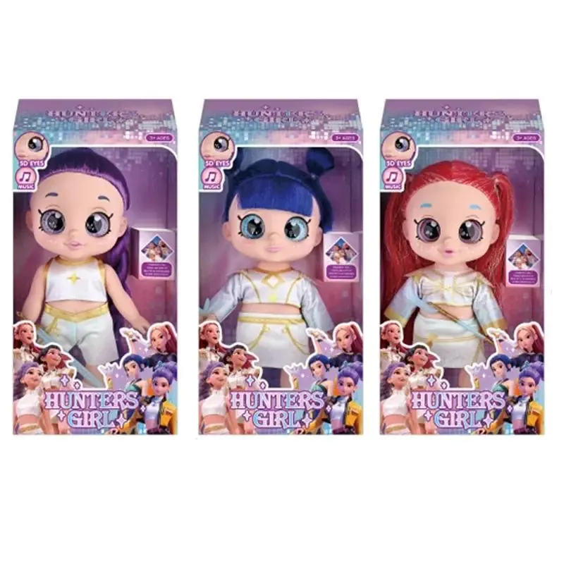 10 Inch Music Vinyl Doll, 5 Joints Movable 5D Eyes Cute Girl Figure with Blue Tiger, Collectible Toy for Kids