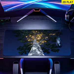 Extra Large night glowing tree forest Mouse Pad,Non Slip Rubber Pad,Desktop Decoration Drotection Pad,Washable,Lock Edge Multi Size,Premium Multipurpose Mousepad For Home,Office,Gift for Family and Friends