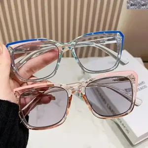 Women's Photochromic Reading Glasses, Lightweight Square Progressive Multifocal Eyewear for Near & Far Vision for Outdoor & Daily Use
