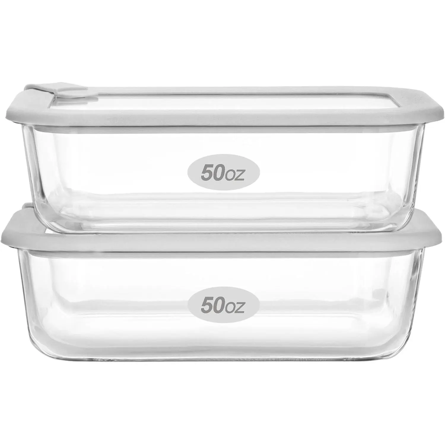 Glass  Containers with Glass Lid, Microwave Safe  Storage Container Set, 2 Pack of 50oz, Large Size Airtight Storage Set with Leak Proof , Meal Prep Containers