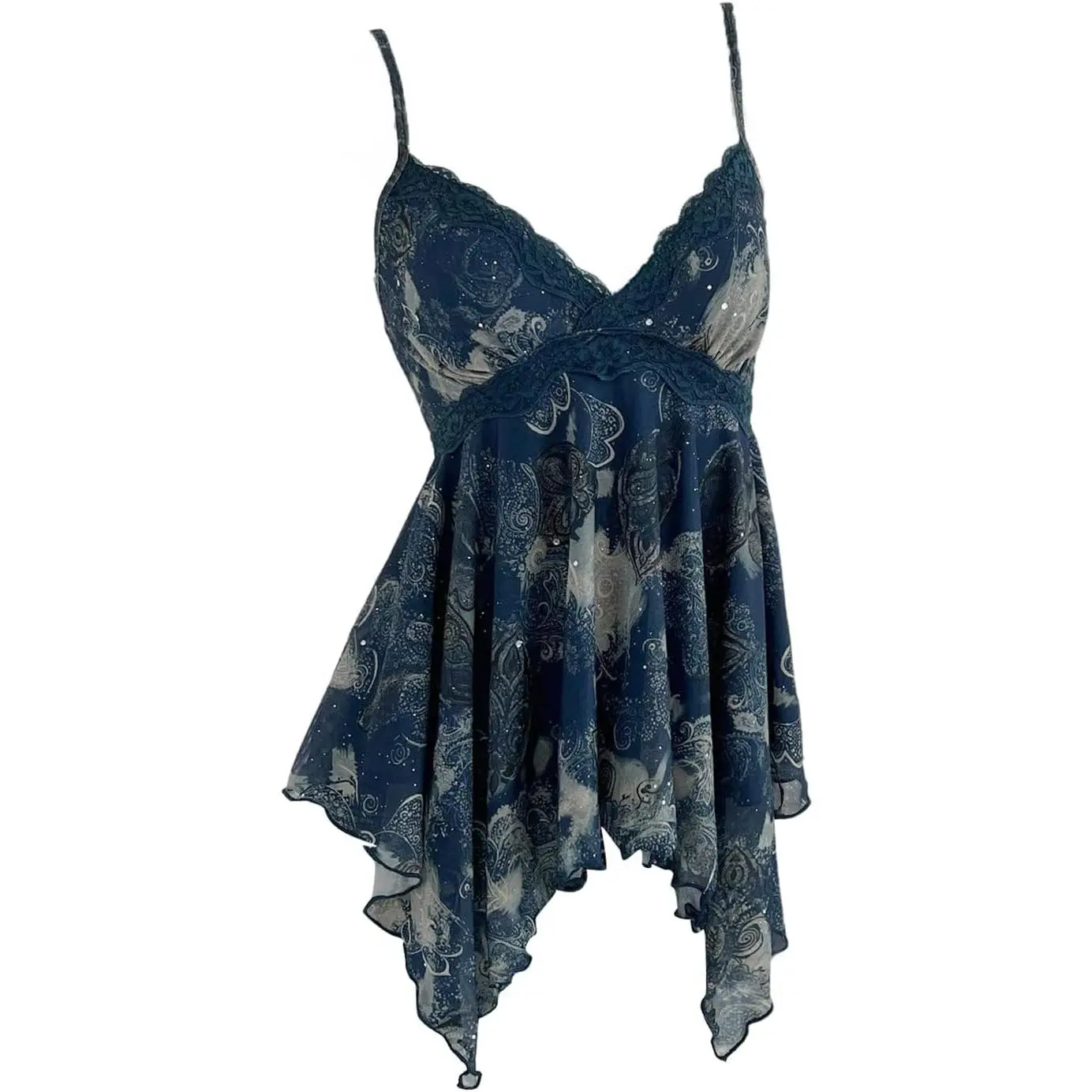 Women's Y2K Babydoll Tops Lace Sequin Going Out Top V Neck Camisole Ruffle Peplum Shirts