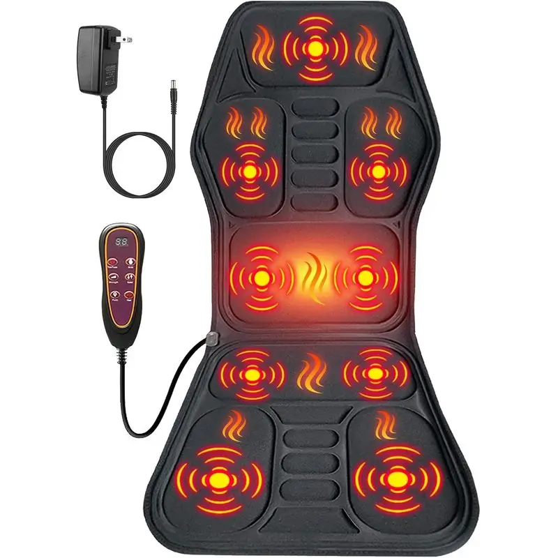 Blissfulmassage Polyester Full Body Massage Chair Pad with Heat + Vibes, Multi-Zone Muscle Relief, Vibration, Timer, Button Controls - for Home, Office - 5249