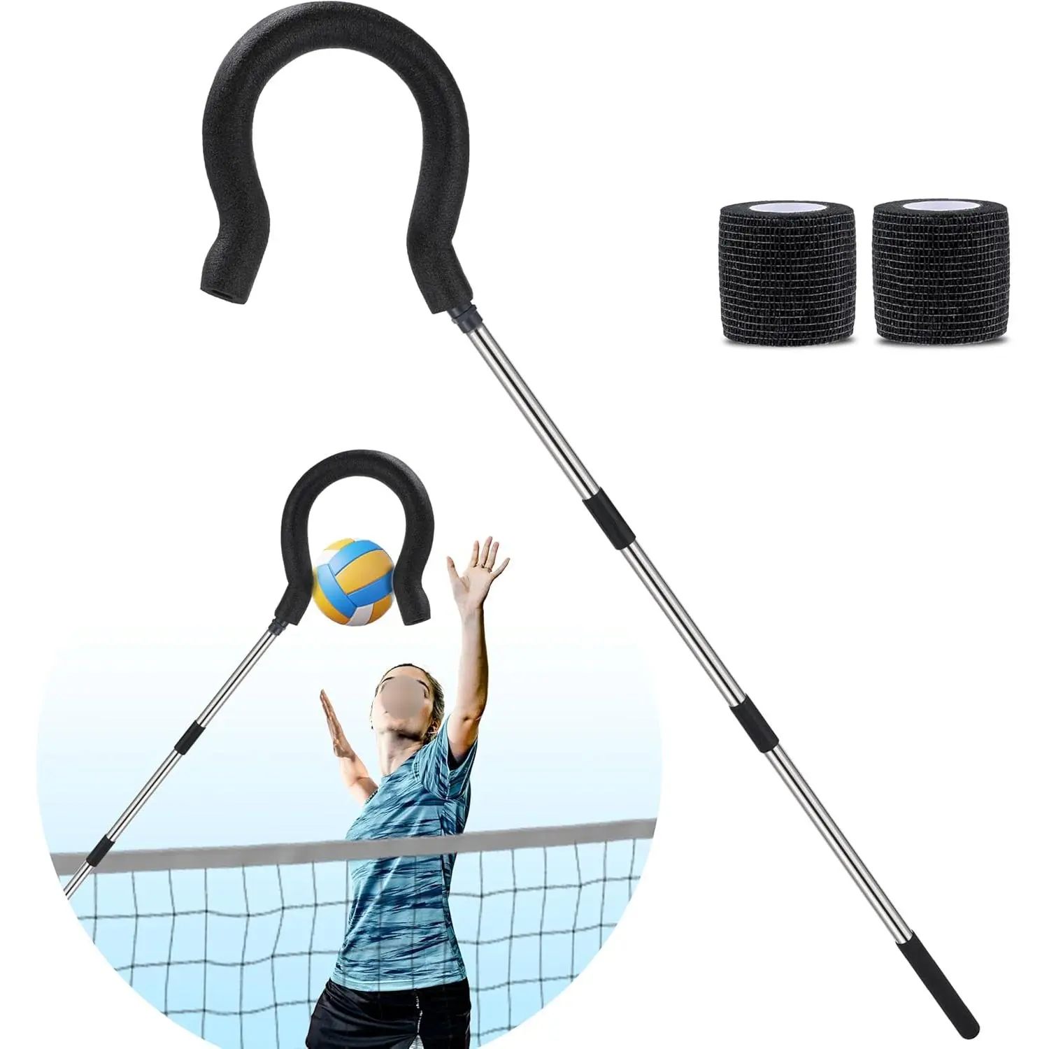 Volleyball Spike Trainer with Adjustable Height & Real Ball Feel - Hitting Training Equipment for Spiking,Jumping, and Serving Practice -Lightweight,Non-Slip/Durable- Perfect for Beginners/Pros