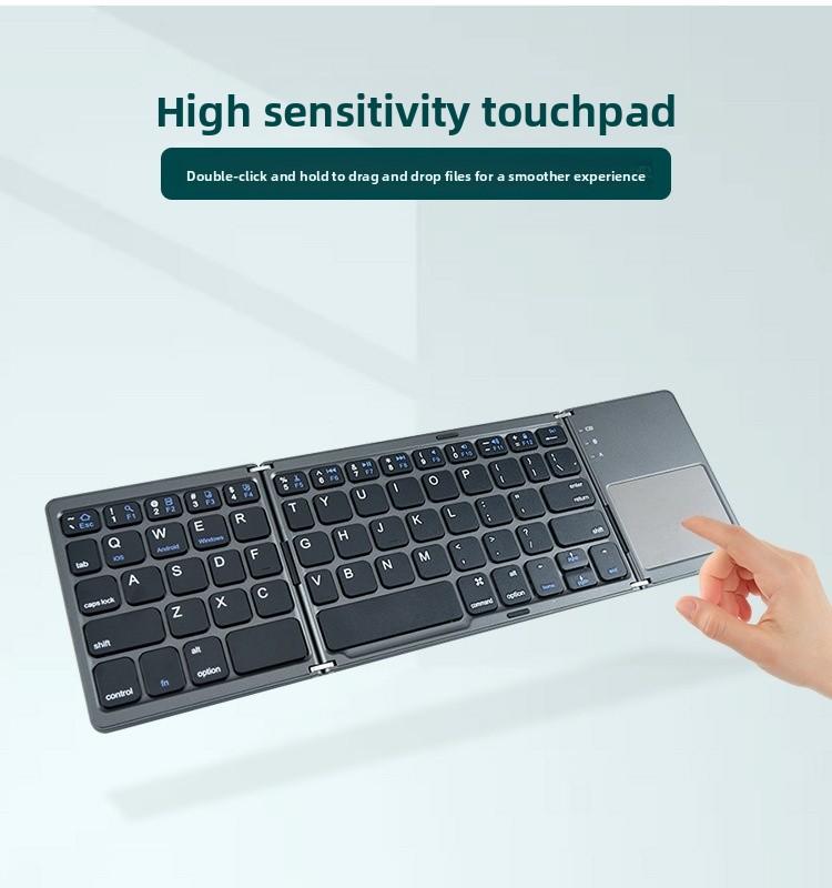 Wireless Bluetooth Keyboard for Android Smartphone Tablet Dual Device Connection Rechargeable Battery Foldable Touchpad Smart Laptop Typing Tool B033