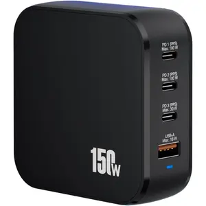 140W USB C Charger Station - GaN USB C Charger Block Lightweight & Portable Type C   with 4 Ports  Station for Multiple Devices(Black)