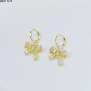 Delicate Bow Shaped Ear Jewelry For Ladies, Dual Style Stud And Long Drop Earrings, Versatile Decorative Accessories As Birthday Presents For Girlfriends