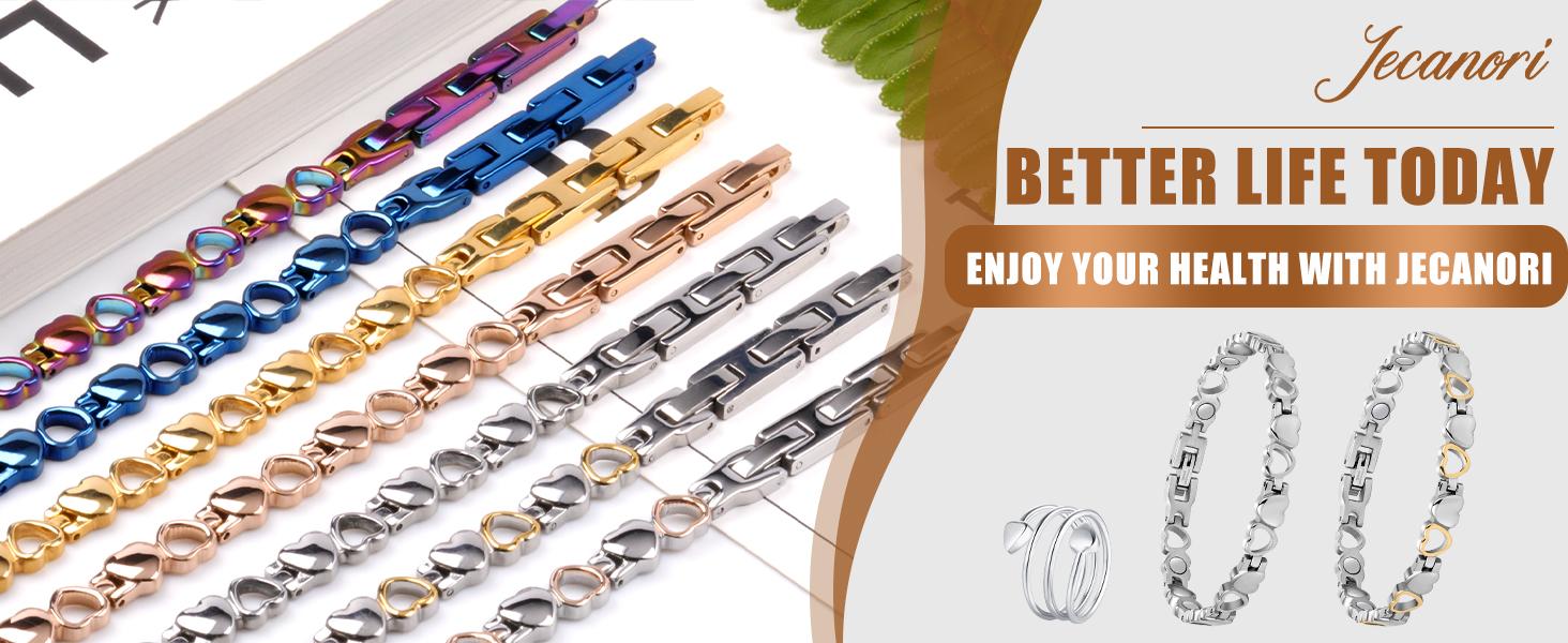 Magnetic Bracelet for Women,Titanium Steel Brazaletes Jewelry Gifts with Adjustable Tool(Braveheart Series) Magnetic Field Therapy