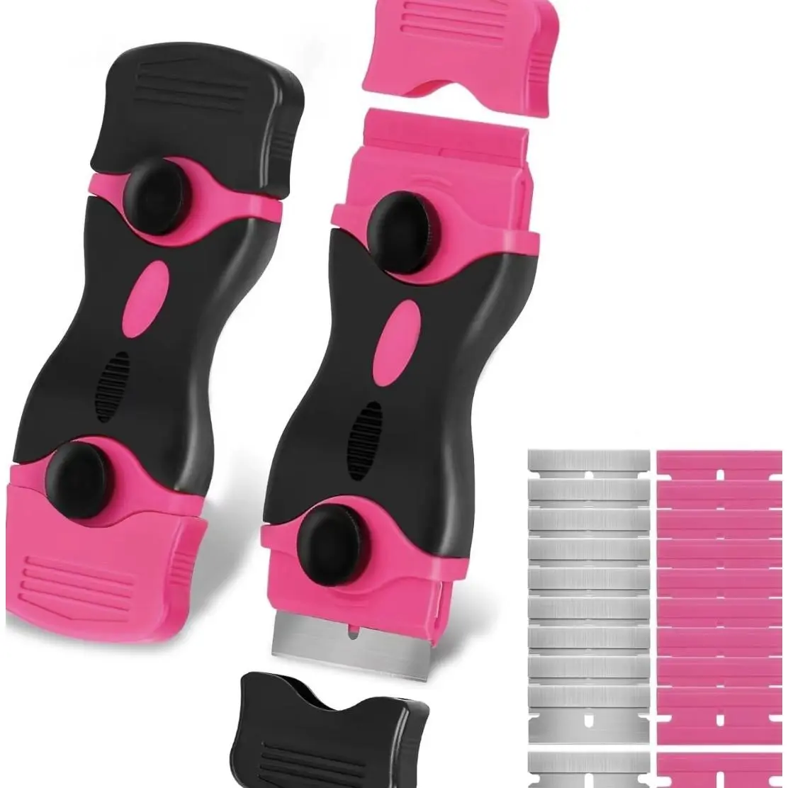 Multipurpose Durable Scraper Tools, Ideal Double-edged Design Scraper Removal Tool with 20 Extra Blades, Suitable for Cleaning, Removing Paint, Stickers, Adhesives, Labels and Residues