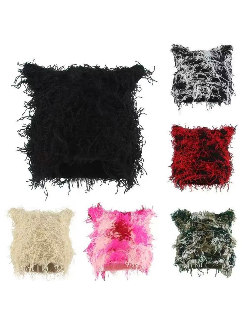 Men's Cat Ear Knit Beanie, Soft & Comfy Winter Hat, Trendy Fall & Winter Fashion for Men & Women