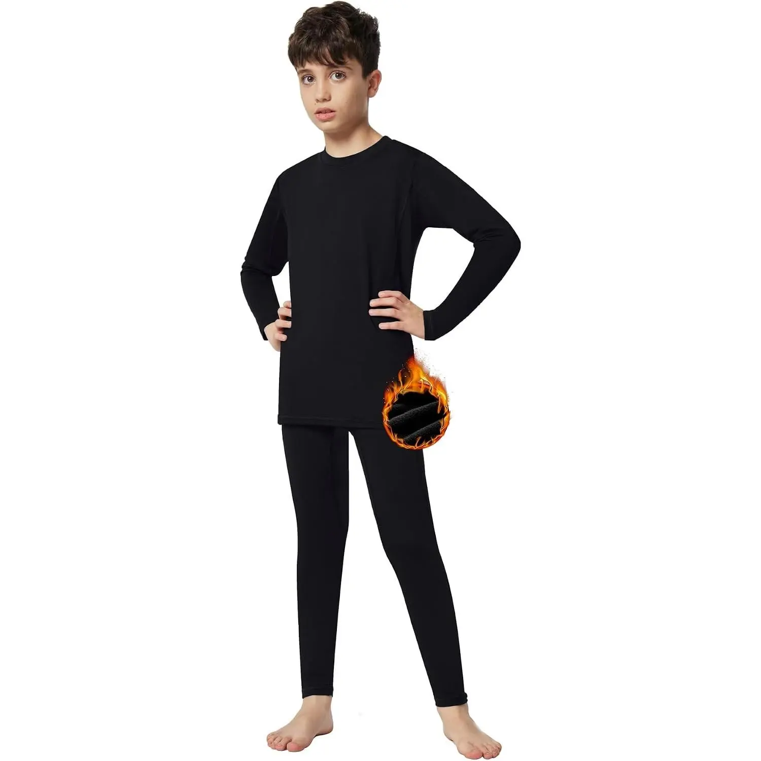 Kids' Fleece Lined Thermal Underwear Set - Toddler Boys Girls Long Johns Base Layer for Winter(Gift)
