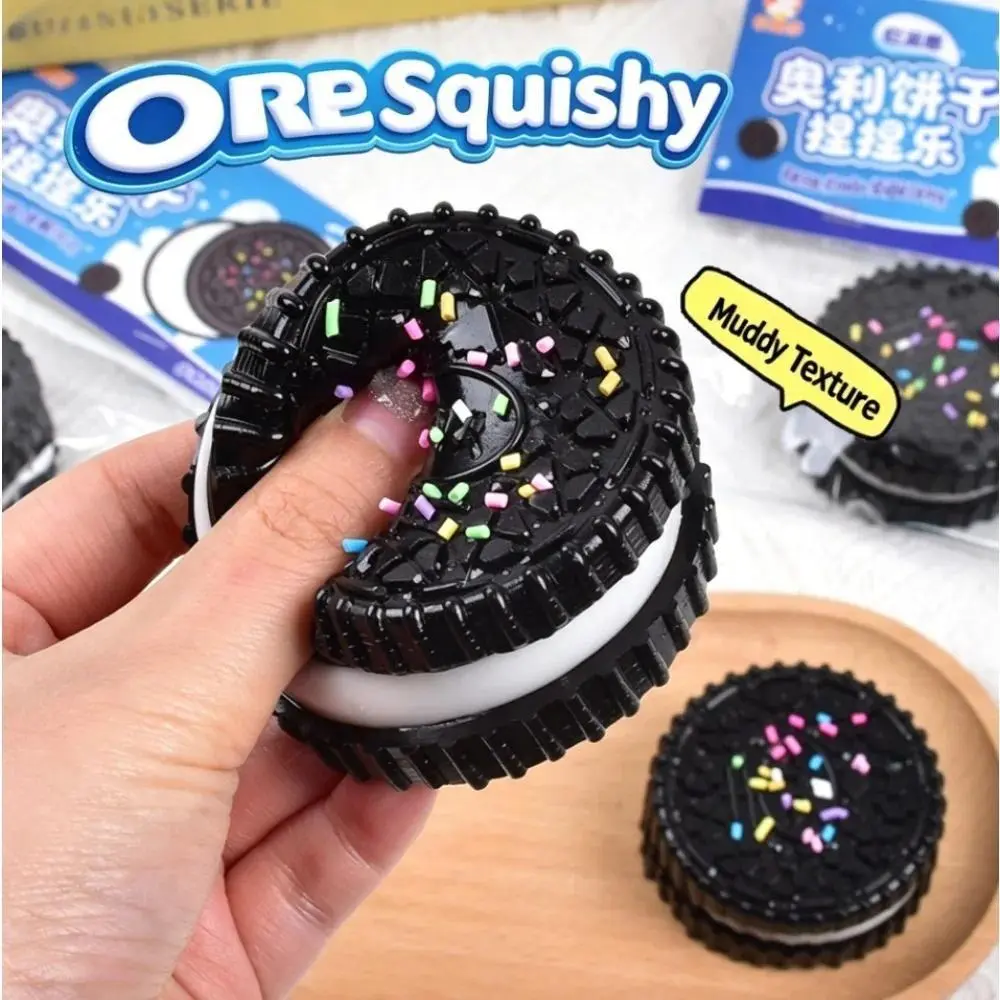 Simulation Oreo Stress Relief Squishy Toy. Creative Cookie Cake Super Soft Squeeze Toy. Sandwich Biscuit Antistress Gadget.