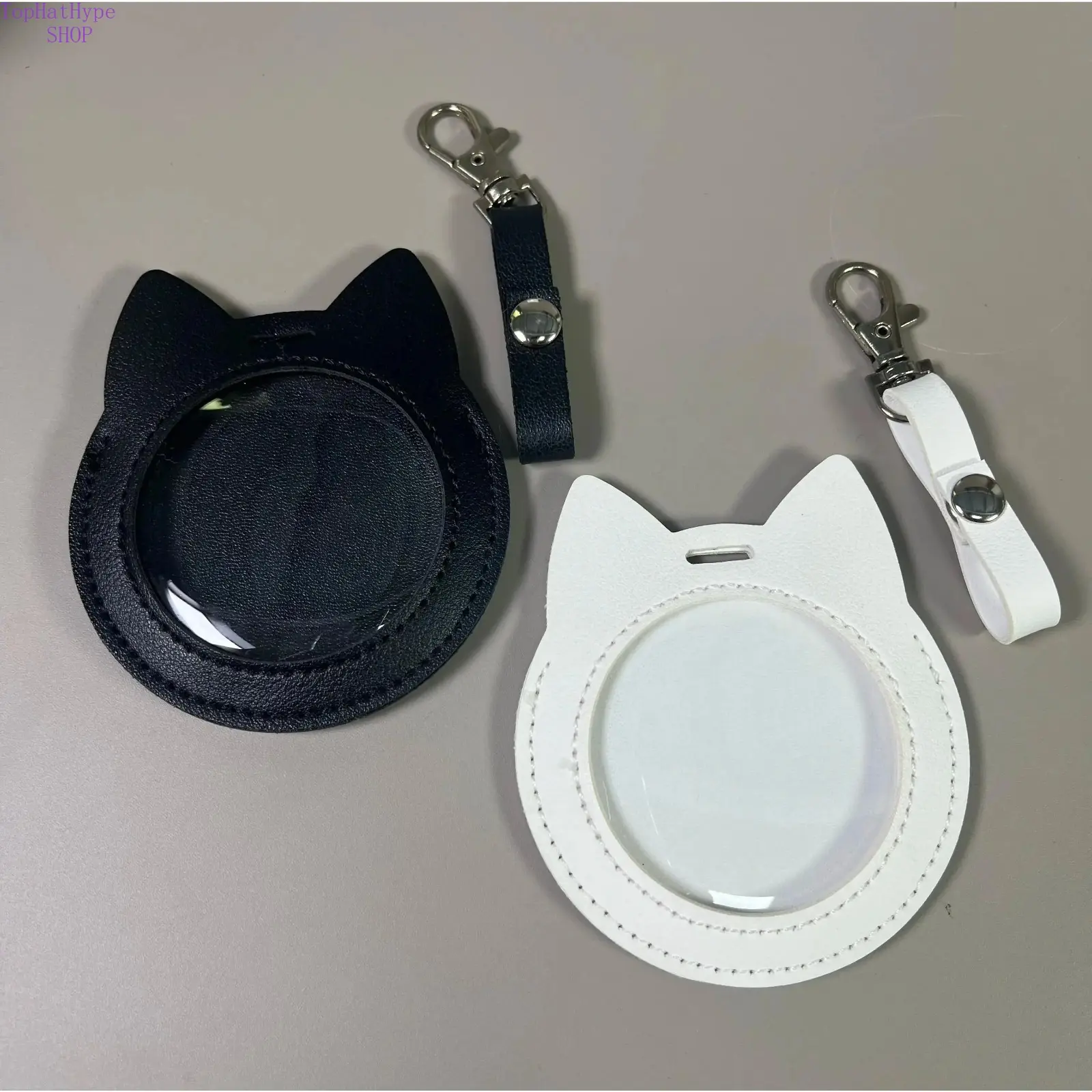 2-Pack Transparent Window Cat Badge Protective Cases - Hangable Phone Charm Storage Pouch, Fits Cat-Shaped Items & Digital Badges, Ideal for Daily Wear