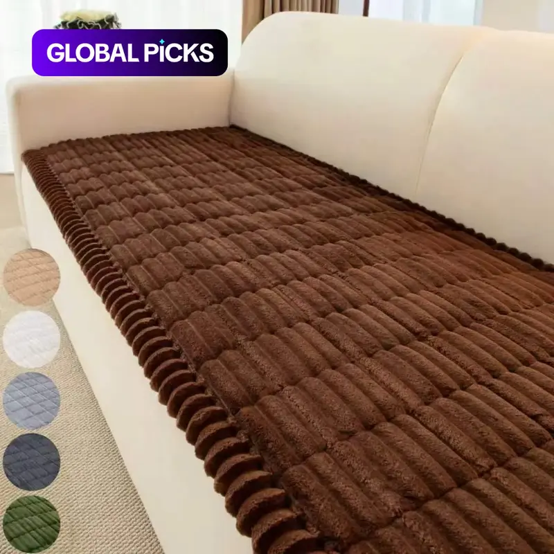 Washable Dog Sofa Cover, Fuzzy Pet-Friendly Couch Cover for 2-Cushion Sofas, Non-Slip Home Furniture Protector #GLOBAL PICKS