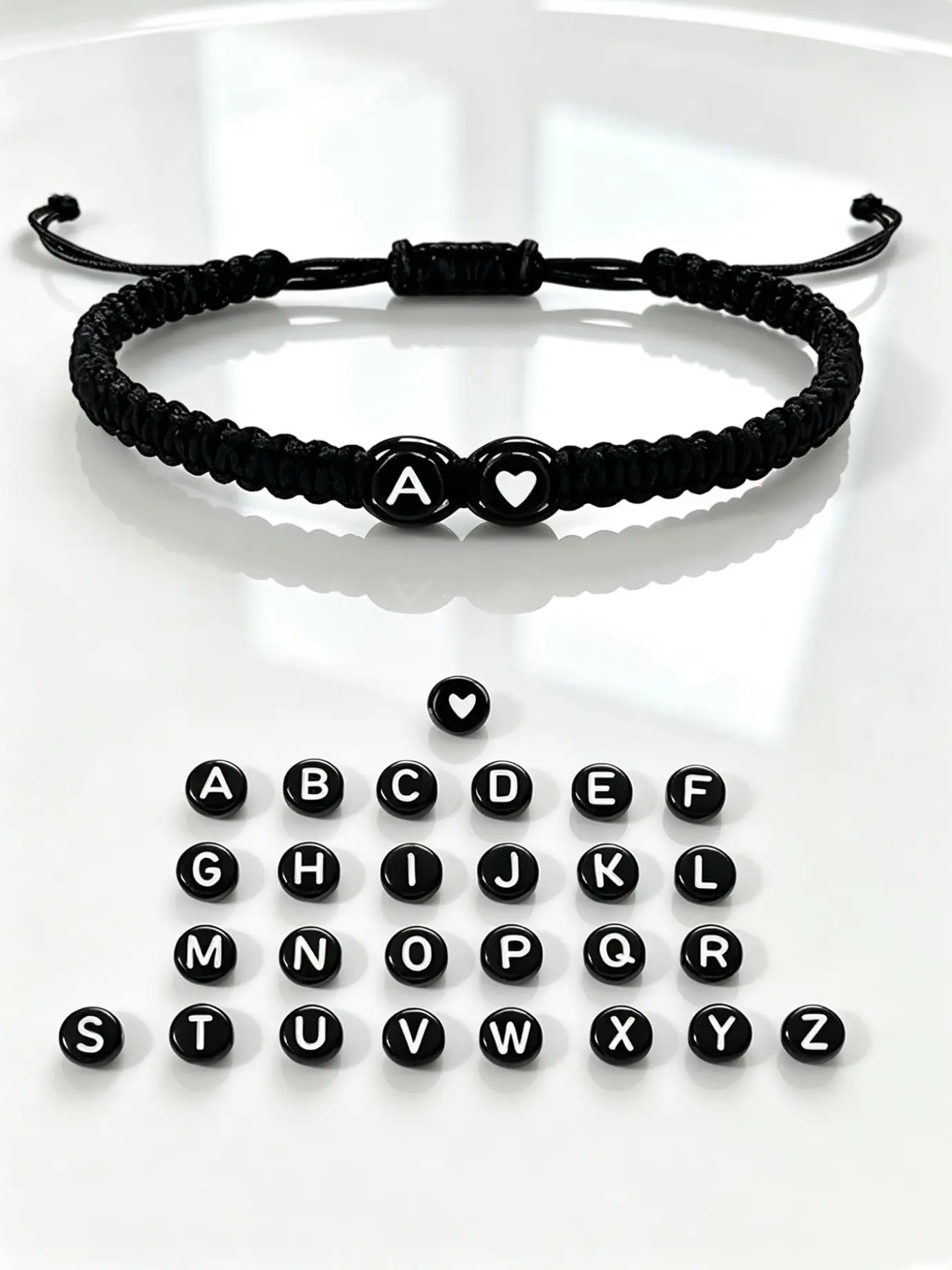 Letter & Heart Pattern Braided Bracelet, Minimalist Adjustable Personalized Bracelet for Women & Men, Casual Cool Accessory, Trendy Matching Bracelet, Initial Letter Bracelets, Valentine's Day Gift, Adjustable Bracelets