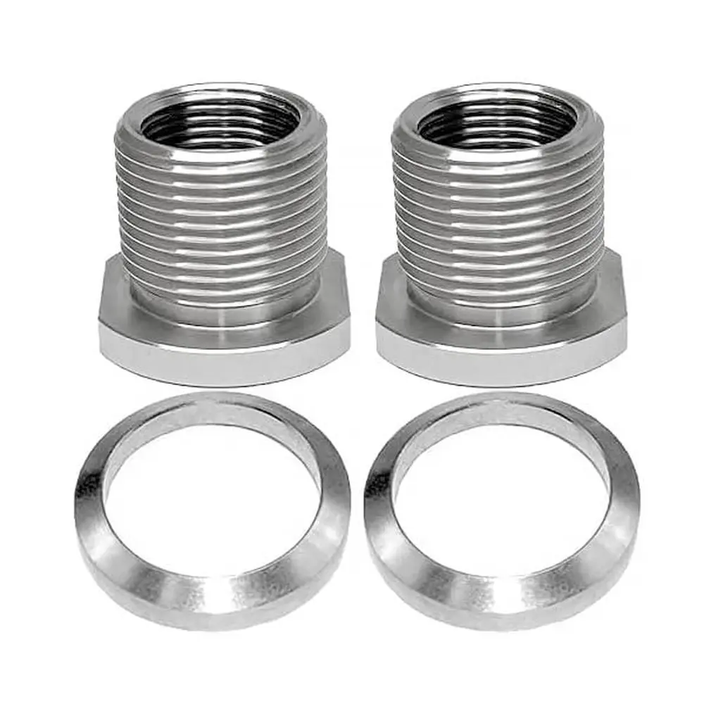 Stainless Steel Thread Adapter with Flat Washer, 1/2x28 to 5/8x24 Thread, Crush Washer Included (2pcs)