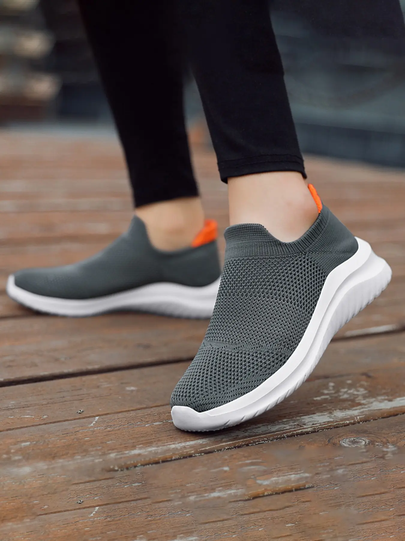 Unisex Flyknit Slip-On Casual Shoes, Breathable Comfort, Easy On/off, Lightweight Anti-Slip, Textile Upper, Rubber Sole, All-Season Wear