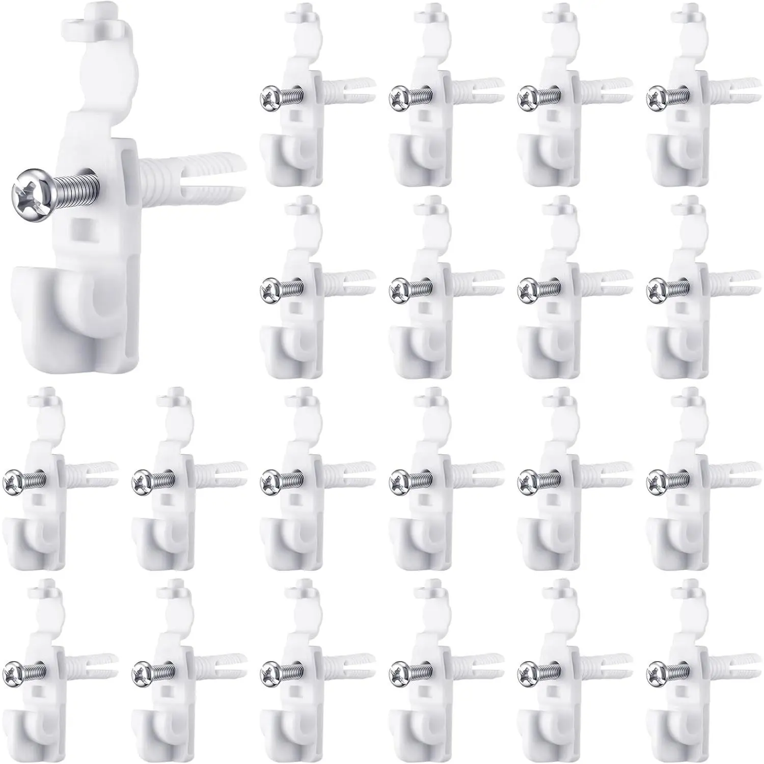 20 Pcs White Wire Closet Shelving Clips, Plastic Shelf Brackets with Screws for Wire Closet Shelving