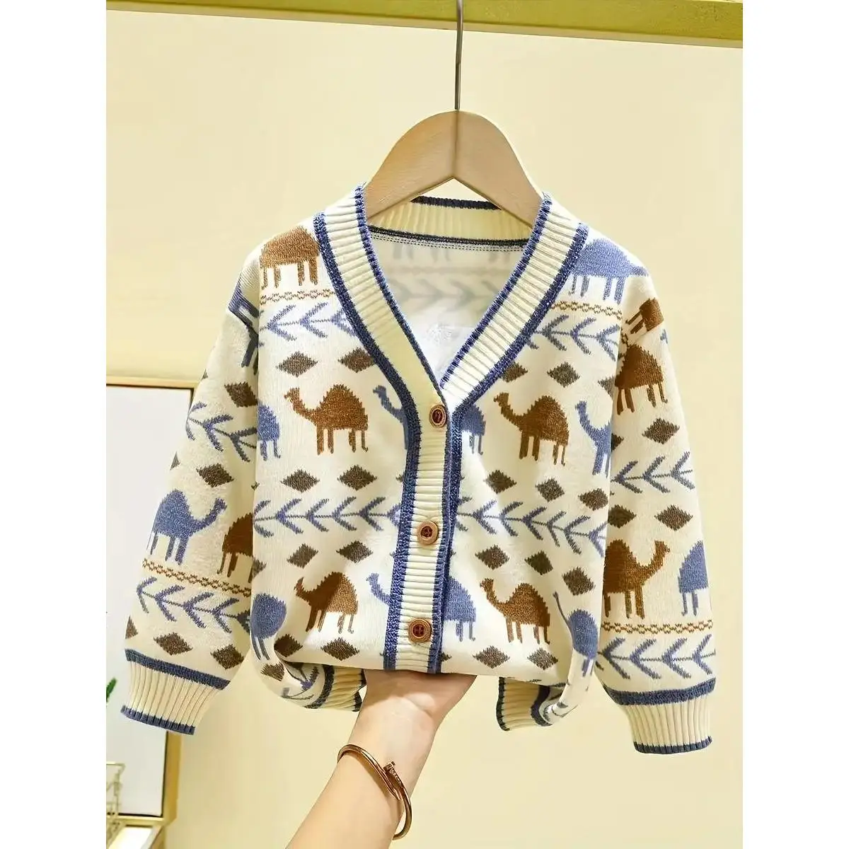 Boys' Figure Graphic Fitted Knitted Cardigan - 1-2y(90cm), 110(4-5y) Spring & Fall Casual New Arrival Comfortable Baby Toddler Top