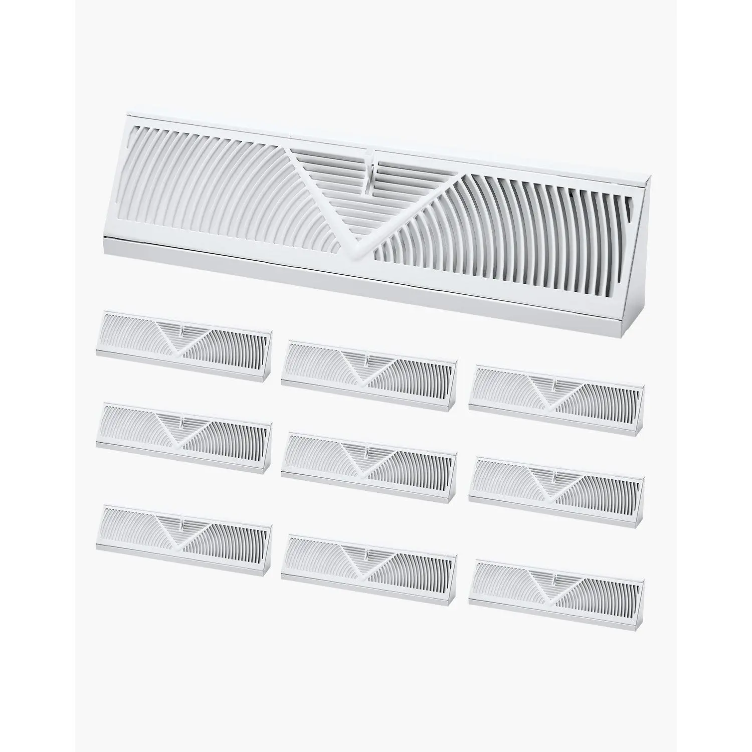 VEVOR 18-Inch Minimalist Indoor Floor Registers, 10-Pack Heavy-Duty Walkable Iron Baseboard Registers, Adjustable Louver Rustproof Anti-Peeling HVAC Vents with Metal Damper for Home Airflow Control, White