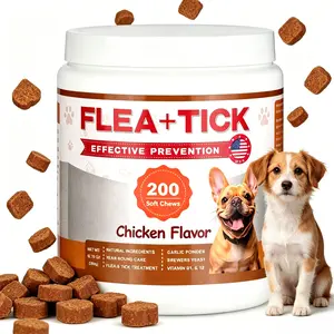 Flea and Tick Prevention for Dogs 200 Chewables, Natural Dog Flea and Tick Control, Skin & Coat Support for Dogs Puppies, for All Breeds & Ages