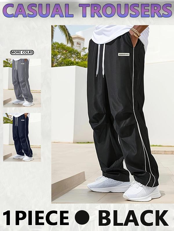 Men‘s Loose Sports Pants Men Trousers Grey Side Stripeswith Gold Accent Stripe Comfortable DesignAthleisure Style Bottoms Athletic Bottoms Gymwear streetwear fall outfits outfits men gym athletic clothes