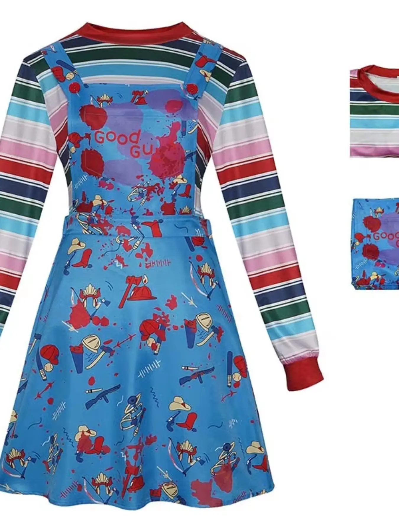 Women Chucky Cosplay Dress, Killer Doll Horror Costume, Movie Character Outfit for Halloween Party