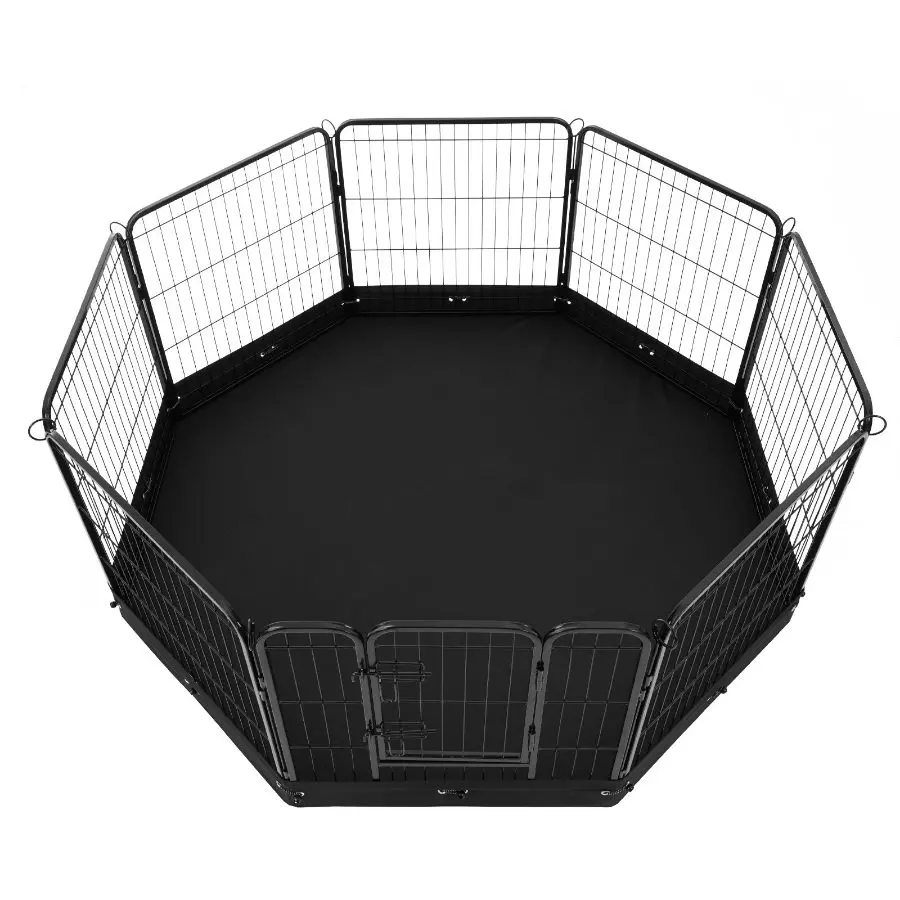 VEVOR Dog Playpen, 8 Pcs 24x 24 in Panels Foldable Metal Pet Exercise Pen, Dog Fence Indoor and Outdoor Pen with Door, Storage Bag and Bottom Pad, Pet Playpen for Dogs, Cats and Other Small Animals