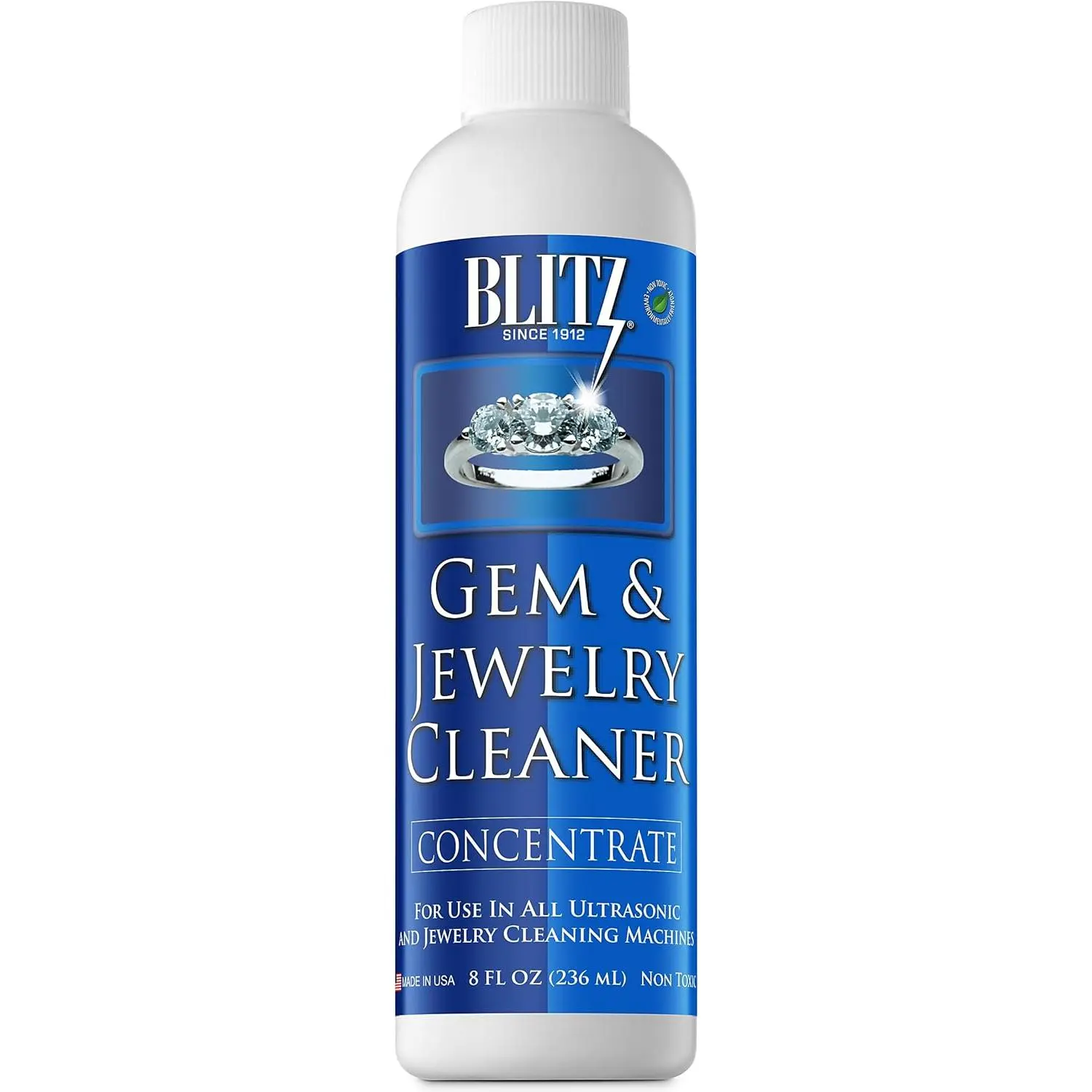 Gem & Jewelry Cleaner Concentrate. Refill for ultrasonic machines 8oz | Gem & Jewelry Cleaner Liquid Concentrate for Gold, Silver, & Platinum Jewelry Cleans Non-Porous.