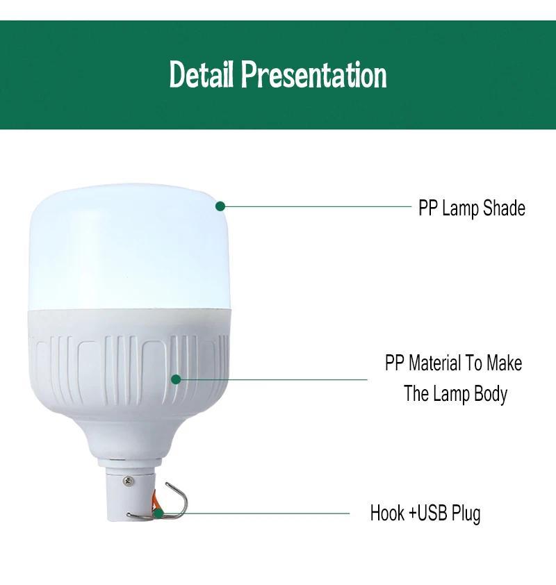 Camping Light USB Rechargeable LED Emergency Lamp Outdoor Portable Lanterns with Hook for BBQ Tents Battery Bulb