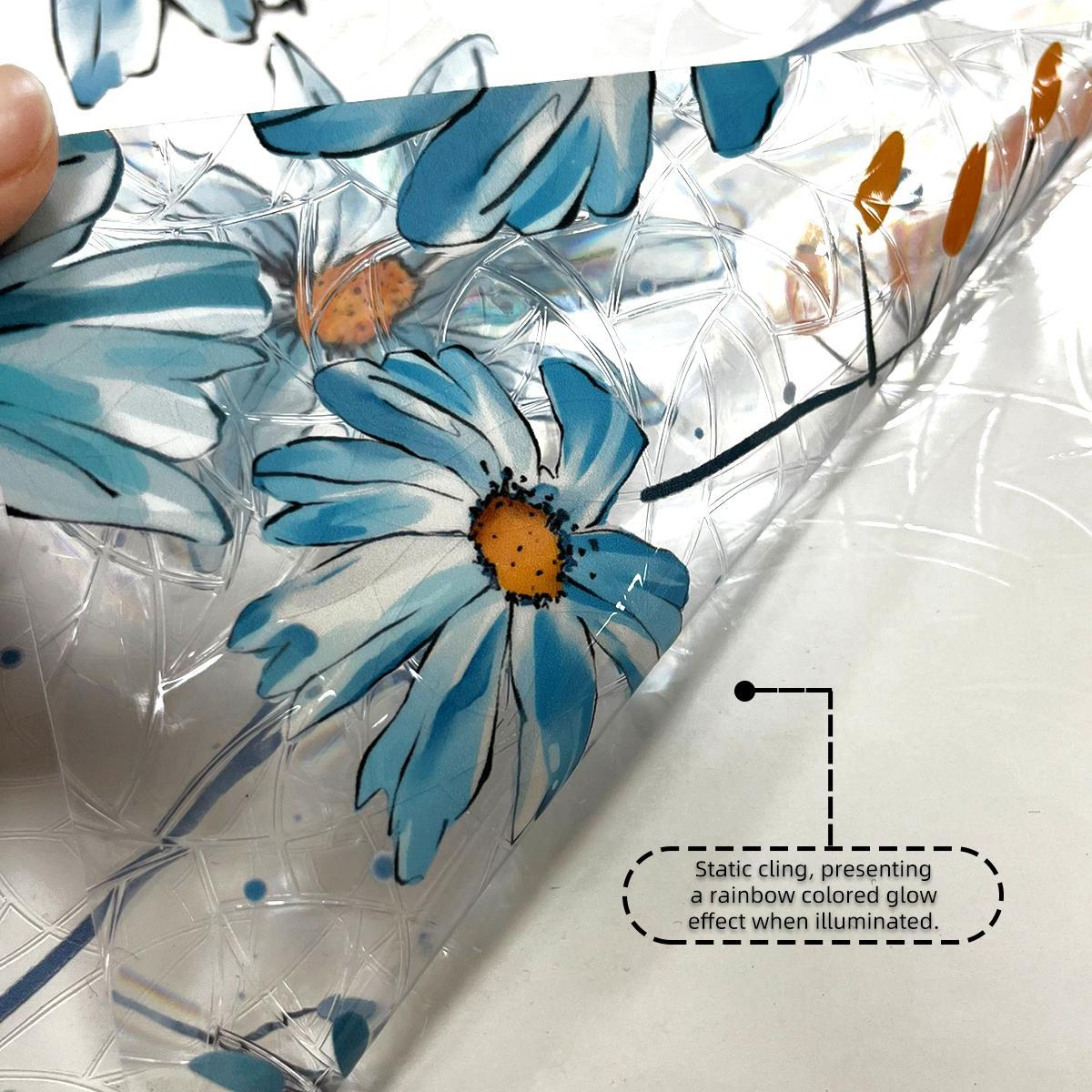 Daisy Pattern Window Sticker, Double Sided Window Decal, Static Cling Window Film, Floral Pattern Sticker, Decorative Sticker for Home Kitchen Living Room Bathroom, Ornaments