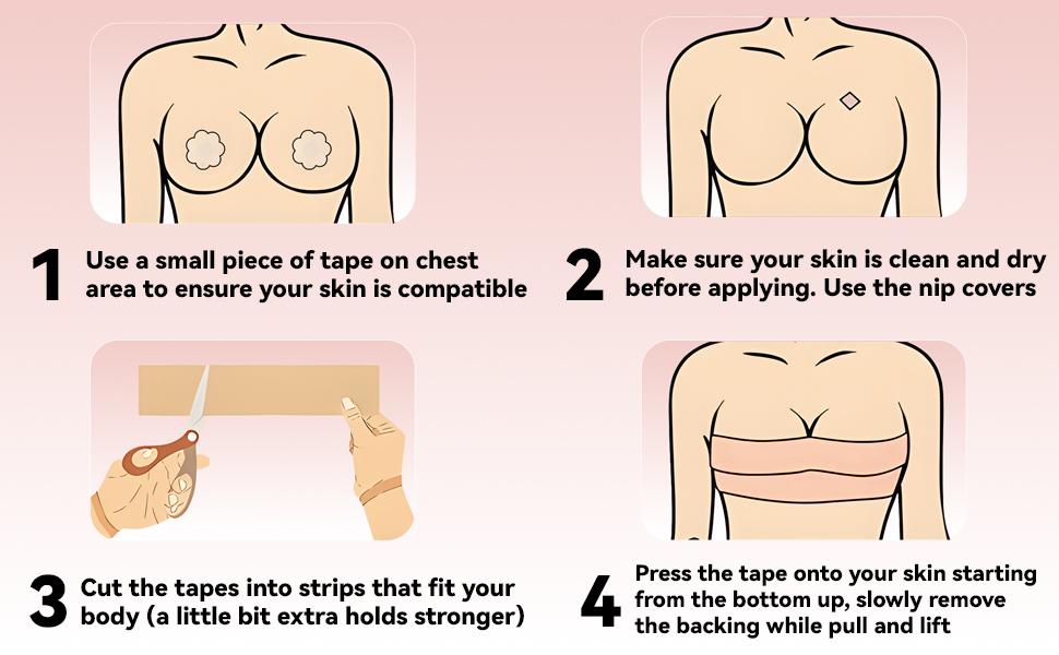 2-Piece Breast Lift Boob Tape Set with 10 Pasties, Invisible Body Bra Tape for Women