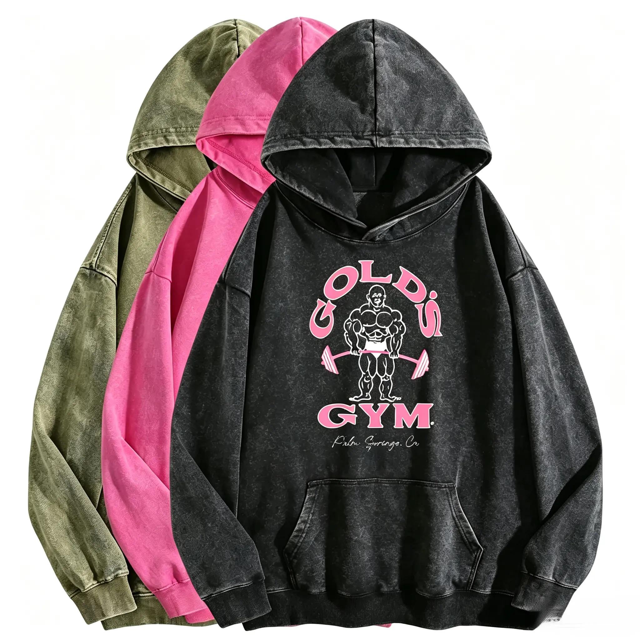 Women's Oversized Vintage Acid Wash Graphic Hoodie - Long Sleeve Cotton-Polyester Fabric Tops, Loose Fit Winter Warm Streetwear Tunic for Fitness Enthusiasts, 6 Colors Available, Blouse, Pullover, Comfortable, Fashion